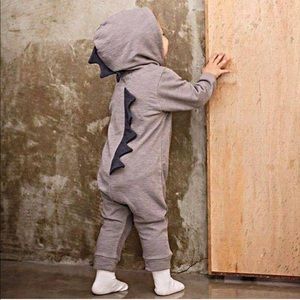 Gray Dinosaur Kids Bodysuit